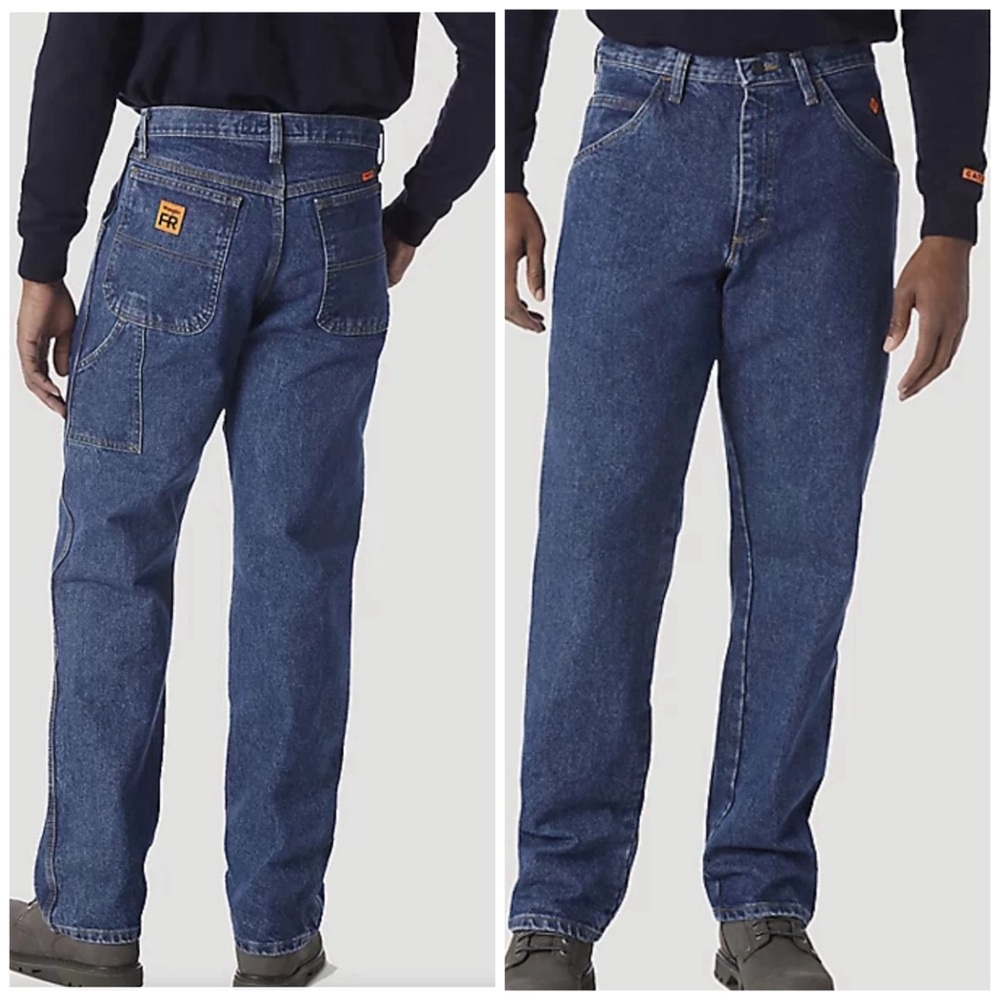 Wrangler Flame Resistant Riggs Workwear FR Carpenter Blue Jeans Denim Size 46X30
